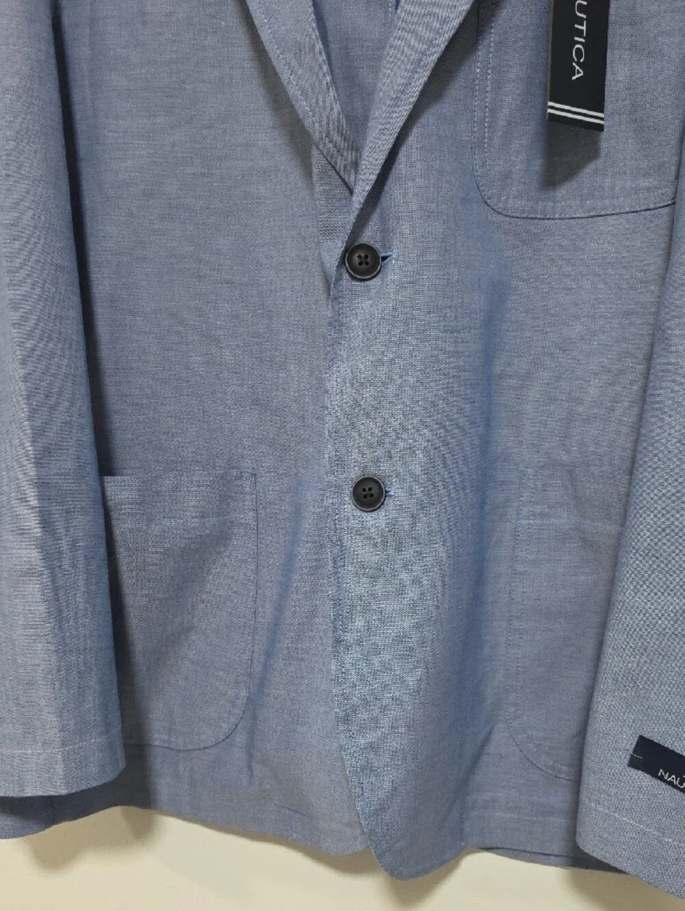 Nautica Sky Blue Casual Linen-Blend Sport Coat